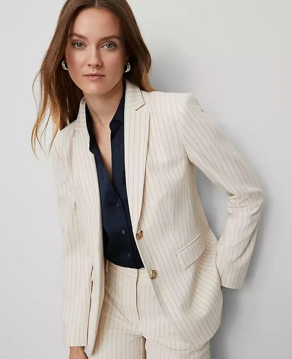NEW ANN TAYLOR PINSTRIPE GREENWICH BLAZER JACKET SZ 0